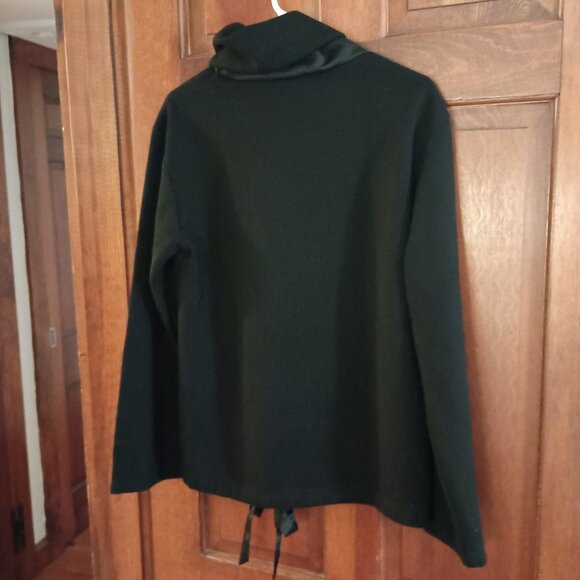 Zara Black Fleece Cowl Neck Pullover Sweatshirt Ribbon Tie Hem Women’s Small EUC - Picture 5 of 16